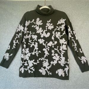 Lilla P Mock Neck Sweater Cotton Modal Floral Medium